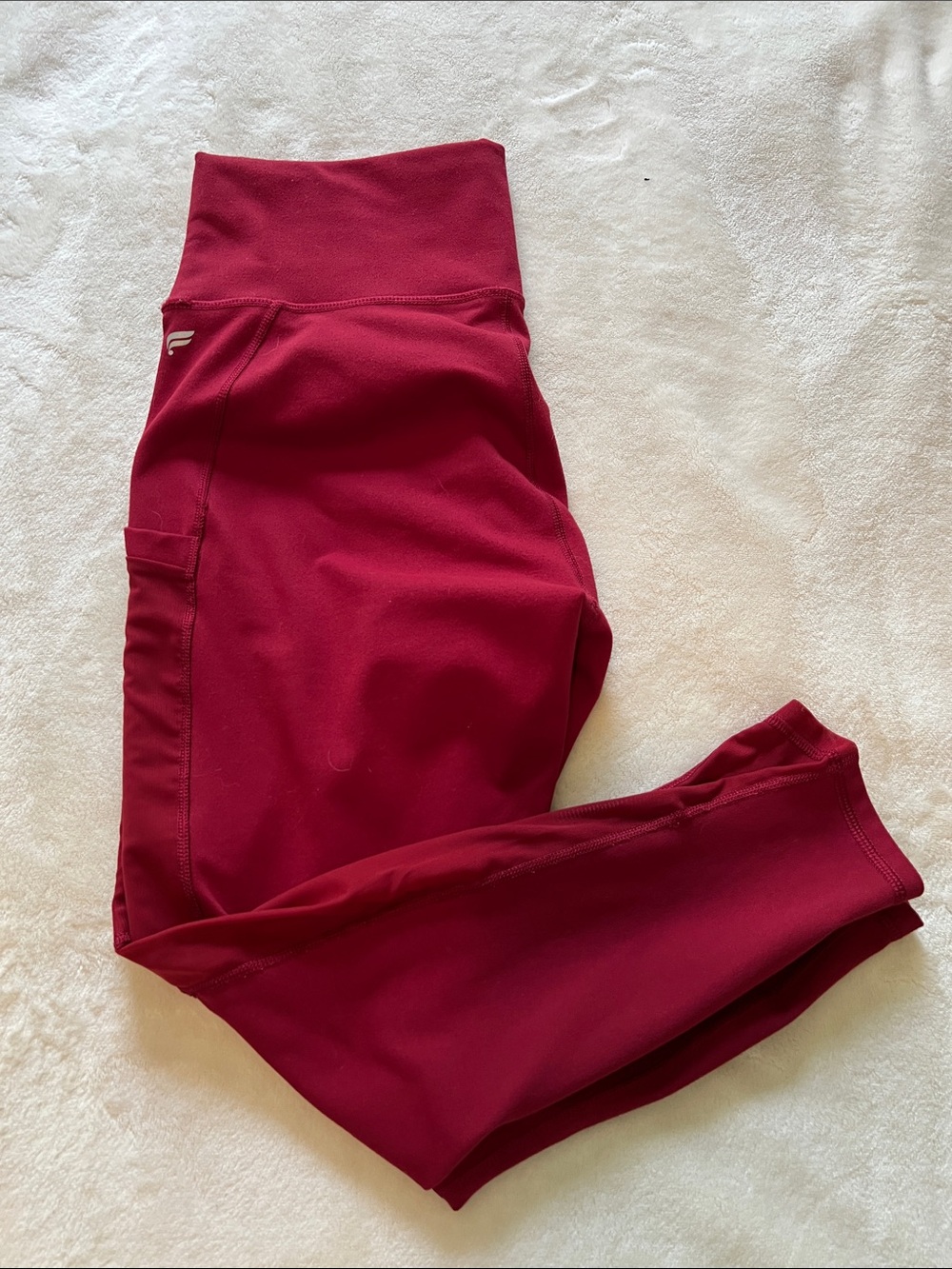 Fabletics Women's Burgundy High-Waist Leggings with Mesh Accents